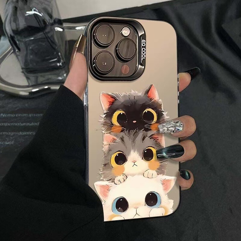 Three Kittens Suitable for Apple 16Promax Mobile Phone Case Iphone15Pro Cute 14Pro Cute Pet 17 New Model