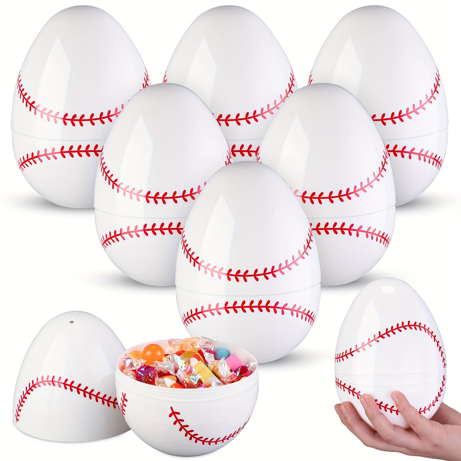 Nuevos huevos de Pascua de 15 cm abiertos transfronterizos, patrones de fútbol, béisbol, huevos de resurrección para niños