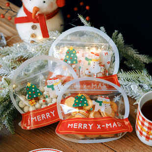 Christmas candy bag cross-border new snowflake crisp packaging bag biscuit food self-standing bag manufacturers in stock wholesale