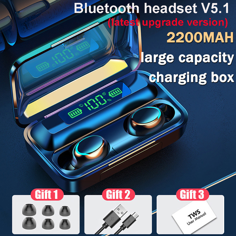 Factory Hot-Selling Bluetooth Headset F9 True Wireless Tws5.3 Running Volume Super Long Battery Life Digital Display with Power Bank F9-5C