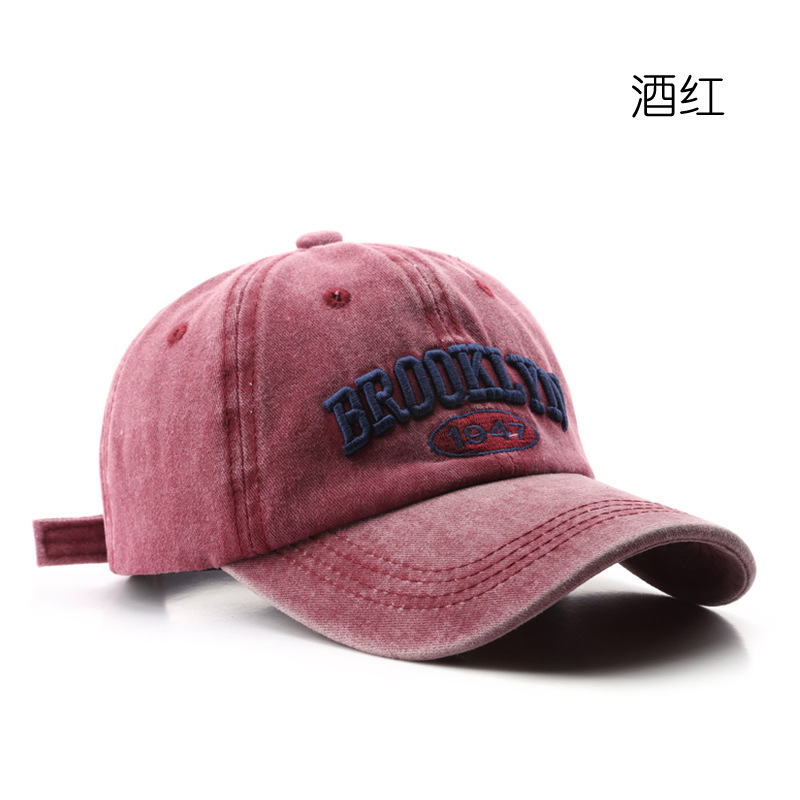 跨境BROOKLYN刺绣棒球帽绣花鸭舌帽水洗做旧遮阳帽弯檐帽宽檐帽|undefined