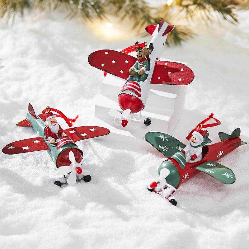 クリスマスツリーのペンダント鉄芸飛行機老人雪だるま鹿デパートのショーウインドーのデスクトップシーン装飾クリスマス衣装飾り|undefined