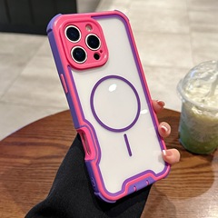 适用iphone16/15二合一恒顺手机壳防摔拼色壳磁吸手机壳糖果色