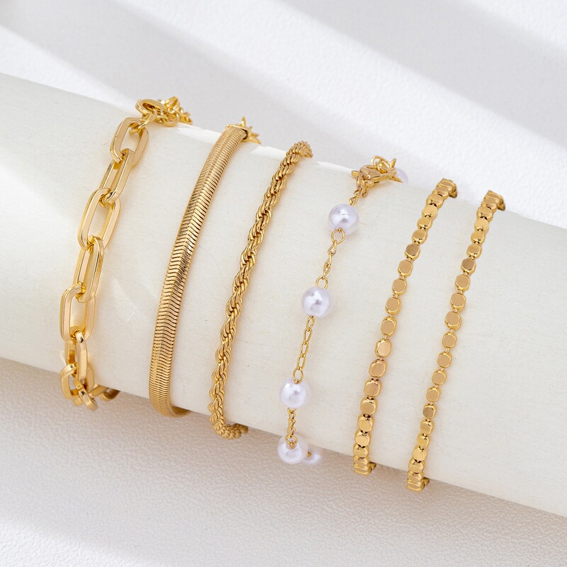 Daily wear flat bead snake chain bracelet, vintage small gift, twisted set for female friends, creative chain