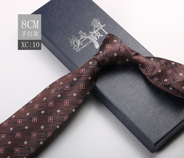 ネクタイの男性は韓国版のイギリスのレトロな茶色の縞の8cmの手で欧米風の学生の出勤職業の服を打ちます。