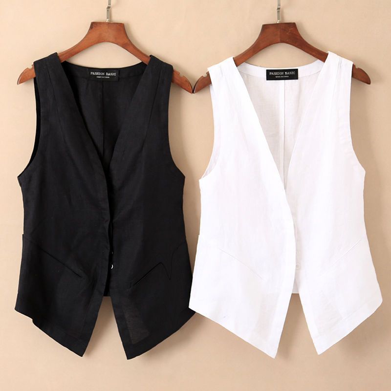 2025 Spring Summer Autumn Vest Women's plus size Outer Jacket Women's Short Sleeveless Vest Breathable Thin