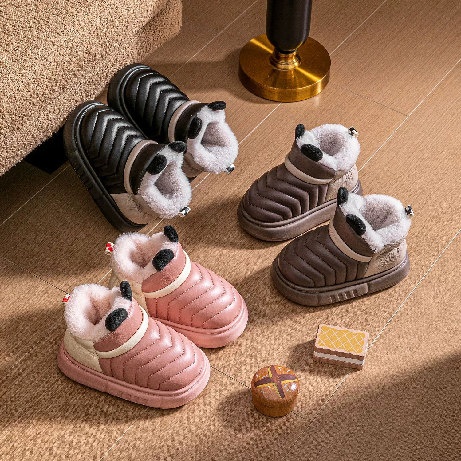 2024 детские снежные сапоги зимние новые хлопчатобумажные туфли для мальчиков плюс бархат утолщение для девочек нескользкие теплые большие хлопковые туфли