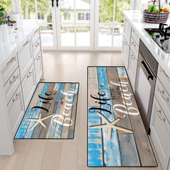 跨境 亞馬遜夏季海洋廚房地墊玄關入戶門墊印花腳墊兩件套