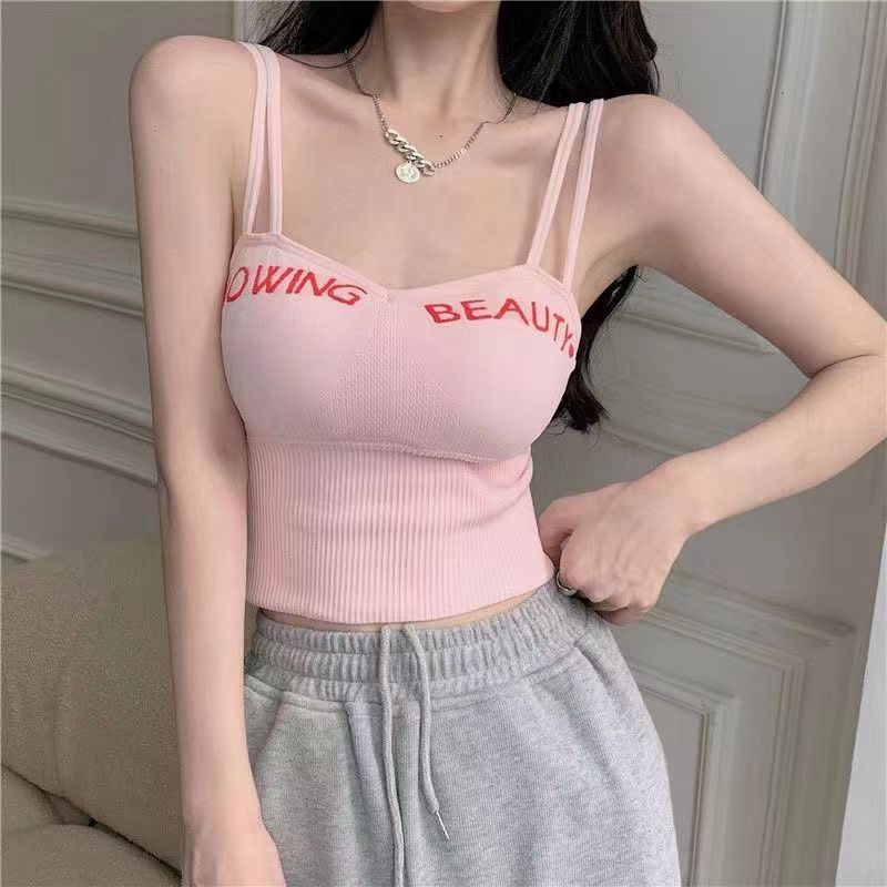 Estilo de la muchacha caliente ins beauty back camisole desgaste interior y exterior de las mujeres con el cojín del pecho que basa la parte superior ocasional del tubo camisola