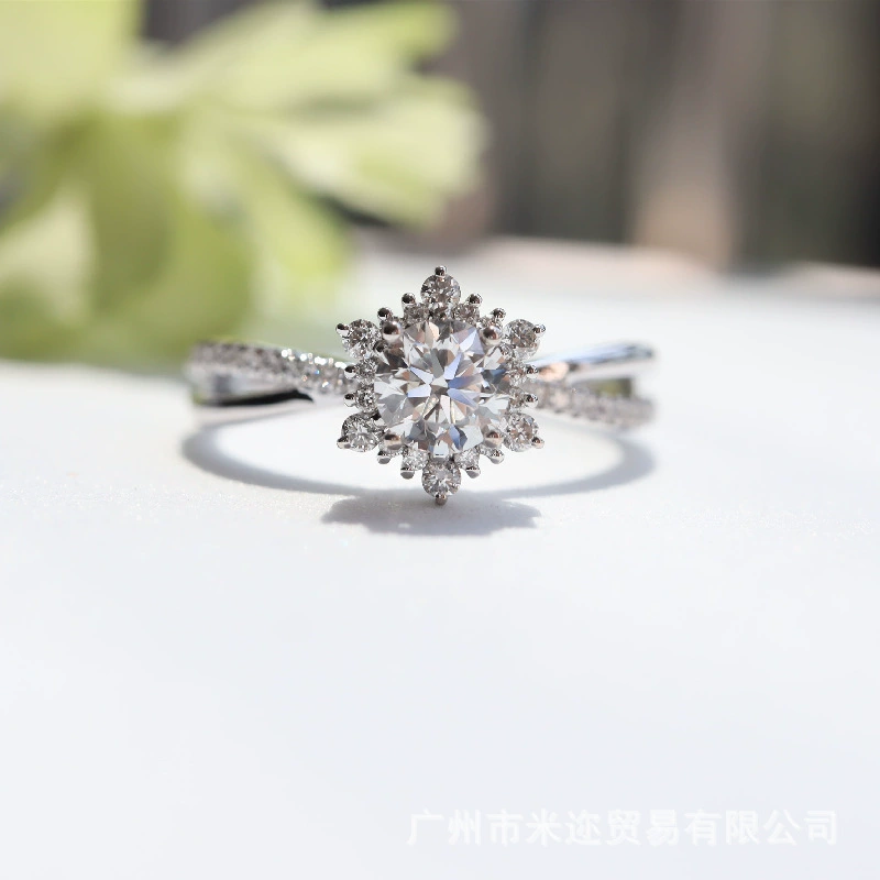 GRZ искусственное синтетическое культивирование алмаза CVD18K классический снежинка вокруг 50 карат обручальное кольцо для женщин