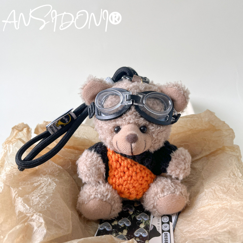 Ins Niche Design Simple Sports Style Tennis Bear Bag Pendant Cute Doll Bag Pendant Keychain