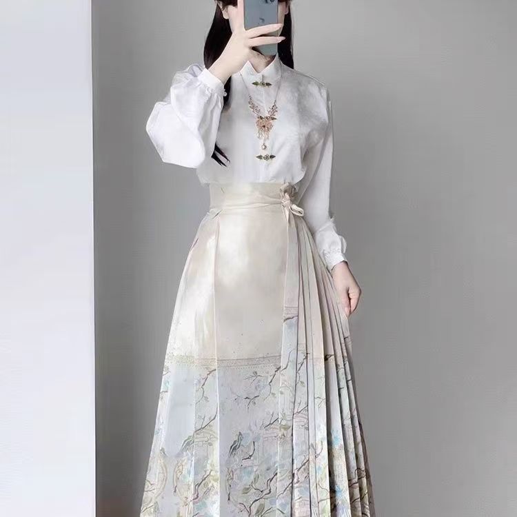 新中式国风马面裙套装女2025新款秋秋改良明制汉服日常通勤百搭