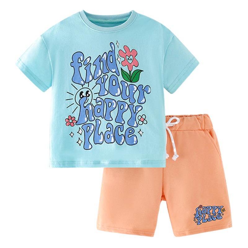 Malwee traje para niñas primavera y verano nuevos niños europeos y americanos casual de manga corta estilo occidental Pantalones deportivos traje de dos piezas para niños