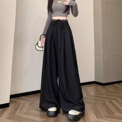 欧货感西装阔腿裤女夏季薄款宽松高腰显瘦垂感休闲拖地长裤子