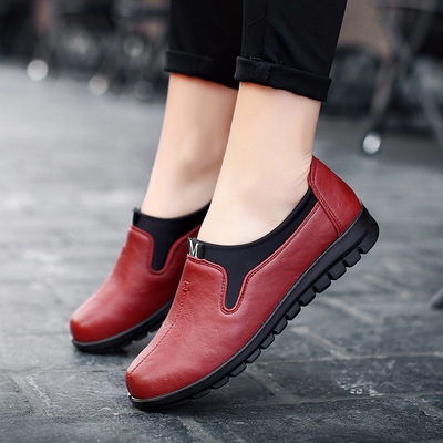 Middle and old age Mom shoes leisure time Leather Lazy shoes lady Driving Shoes Cross border shopee Amazon Women's Shoes wholesale