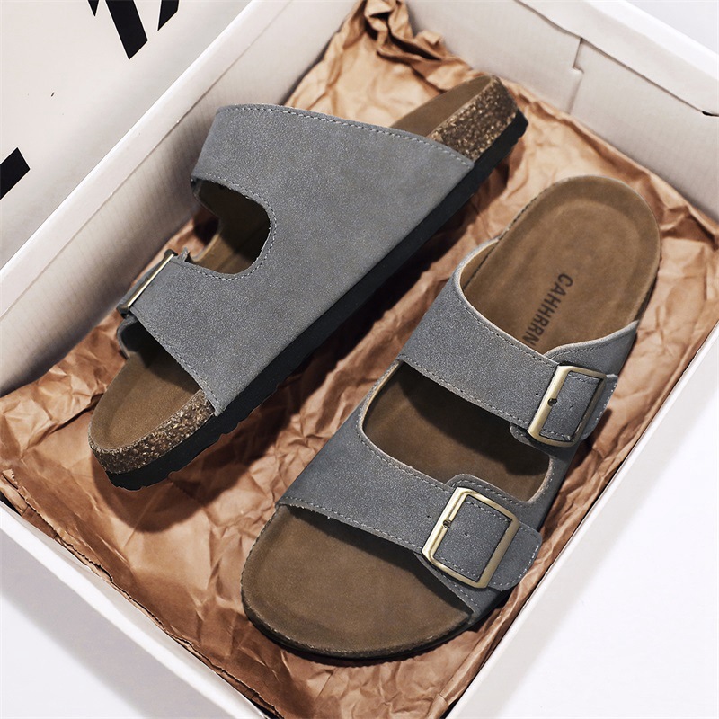 En nombre de los zapatos Boken para hombre, chanclas, sandalias y zapatillas antideslizantes de playa casual de verano, hebilla retro para hombre 2025 nuevo