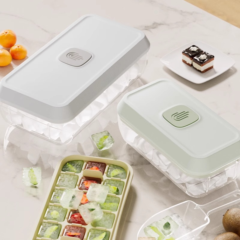 Diseño independiente de un botón de presión de hielo molde de bloque de hielo fácil de desmoldear refrigerador congelador de hielo molde de congelación rápida