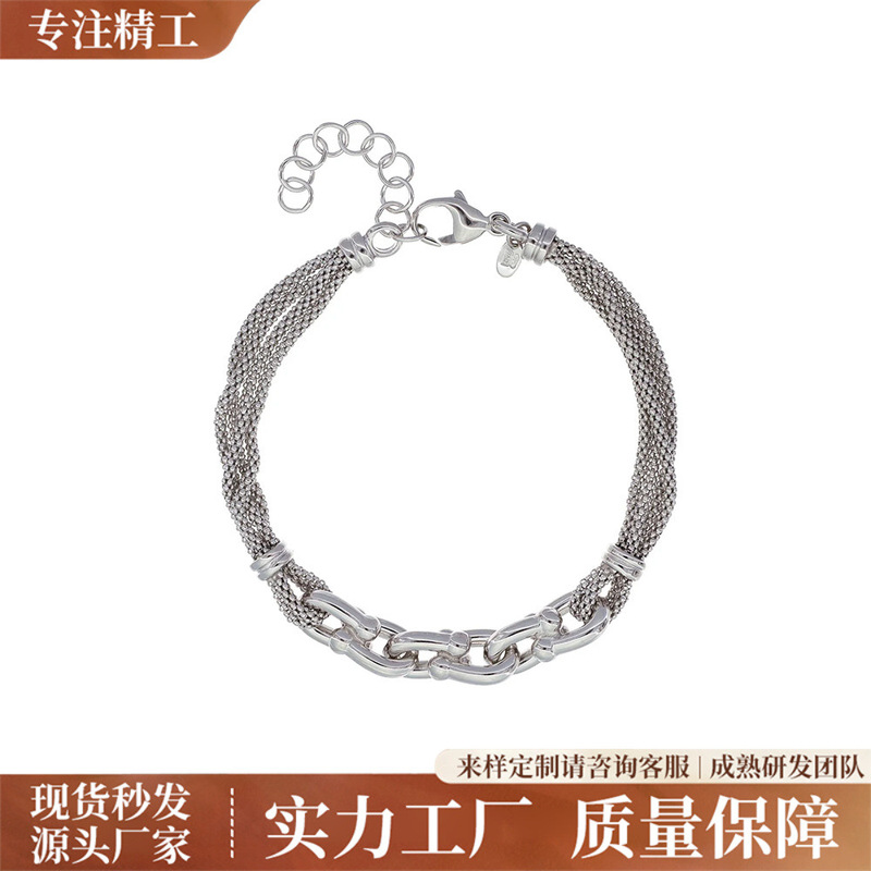 Italian Original Imported S925 Sterling Silver Popcorn Bracelet Electroplated Real Gold Fashion Hand Jewelry Customized Hot Style Wholesale