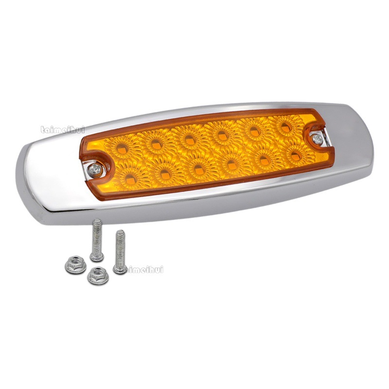 Exportación transfronteriza 12V-24V12LED luz lateral del lado del camión luz de ancho de luz de galvanoplastia marco luz lateral del lado del camión luz indicadora