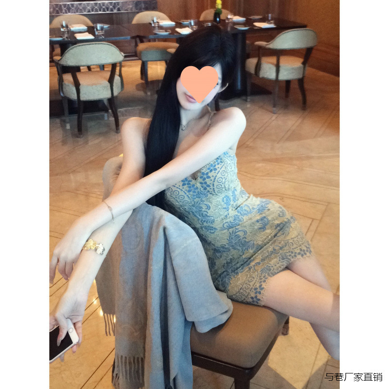 中国風のセクシーなサスペンダースカート女性のための 2025 夏の新しいデザインのスーツドレス気質ヒップカバースカートとアレイ|undefined