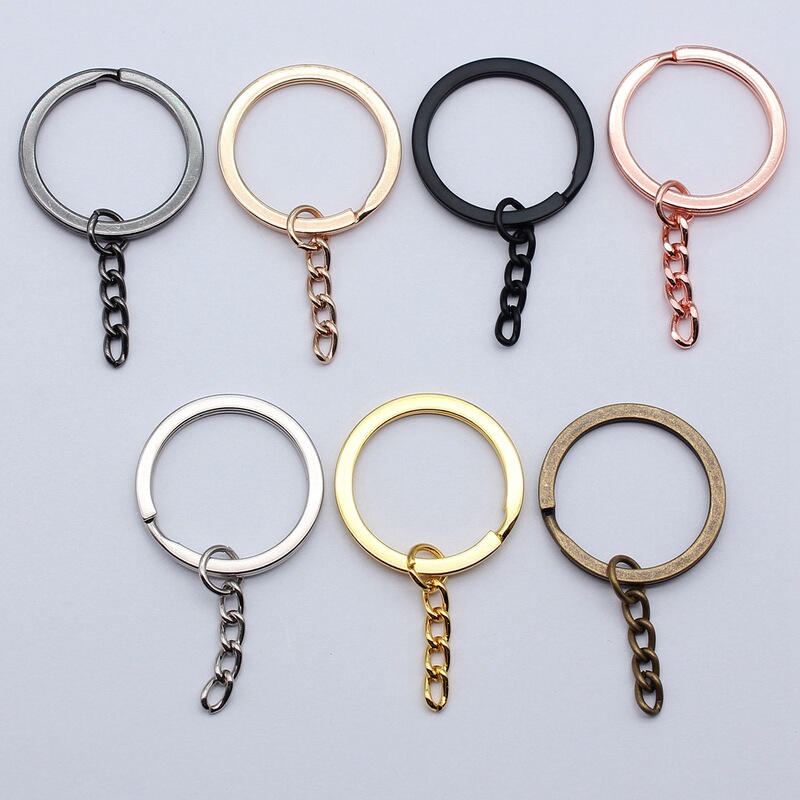 DIY Handmade Jewelry Accessories Flat Ring + 4-Section Chain Iron Material Keychain Key Chain Key Ring Accessories