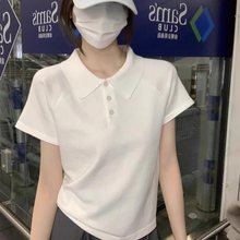 2025新款超好看polo领白色短袖t恤女打底衫内搭小衫上衣