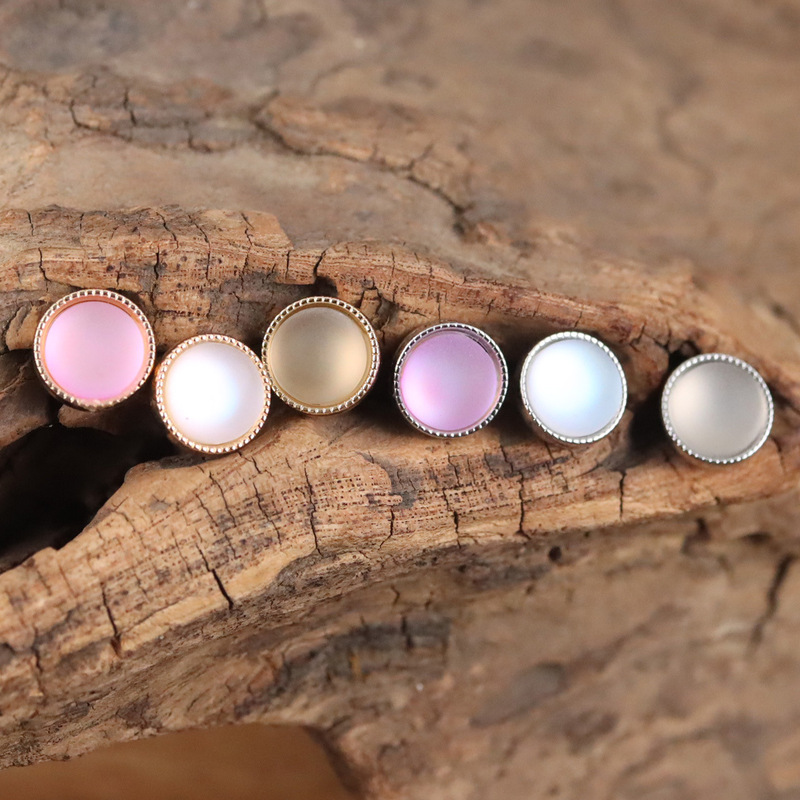 Sojo Matte Pearlescent Light Pink Cheongsam Resin Metal Combination Button Shirt Sweater Cardigan Gray Blue Button