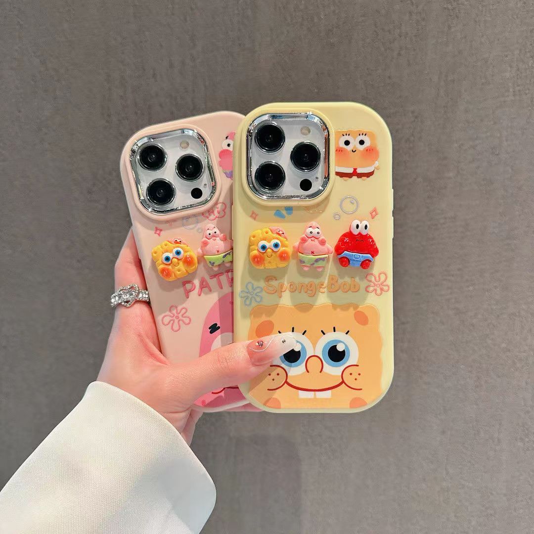 Spongebob iPhone15promax mobile phone case Apple 14pro couple 14/13 high-end 1211 niche
