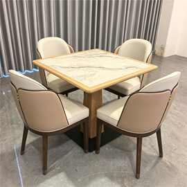 公司酒店接待咖啡桌椅会所接待宾利椅星级酒店实木镶嵌岩板餐桌椅