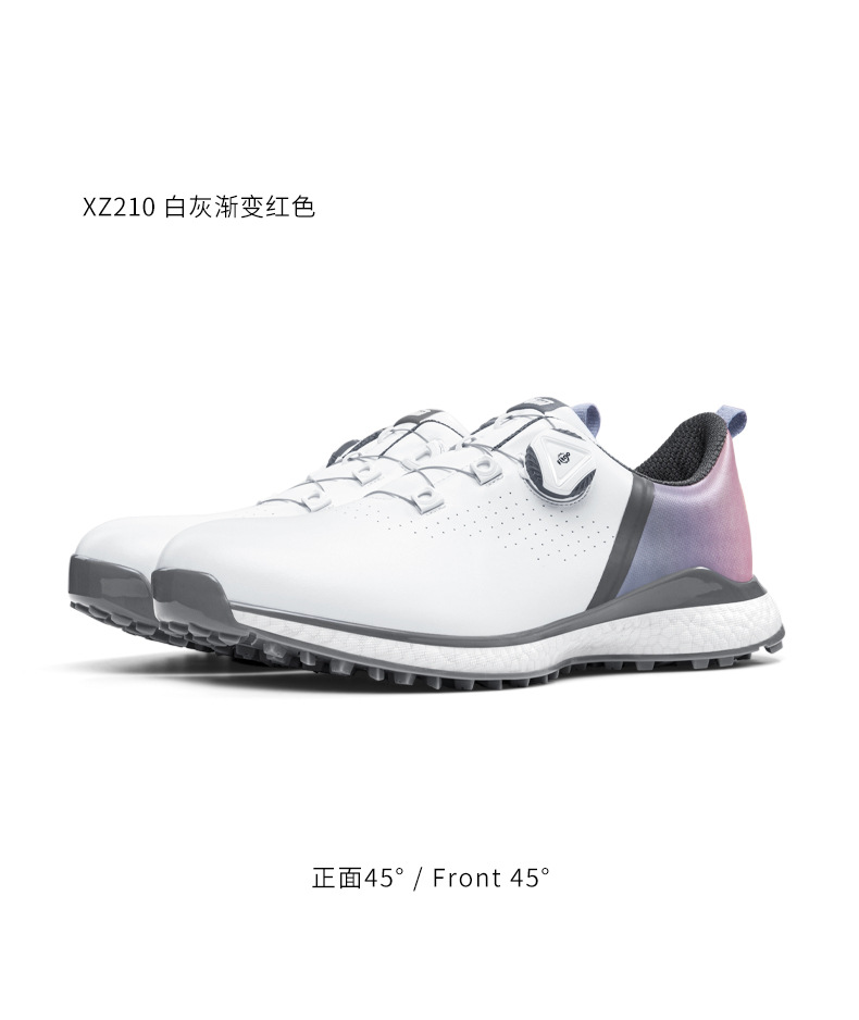 Giày golf PGM nam chống thấm nước, đế giữa vải popcorn, dây khóa xoắn — XZ210-Xám Trắng xám dần Xám, Xz210-trắng Xám chuyển dần xanh lam, XZ210-Xám trắng dần Đỏ chi tiết 20