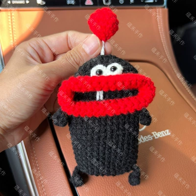 Key Storage Bag Hand-woven – Car key bag - 14cmx22cm-black-bald-head
