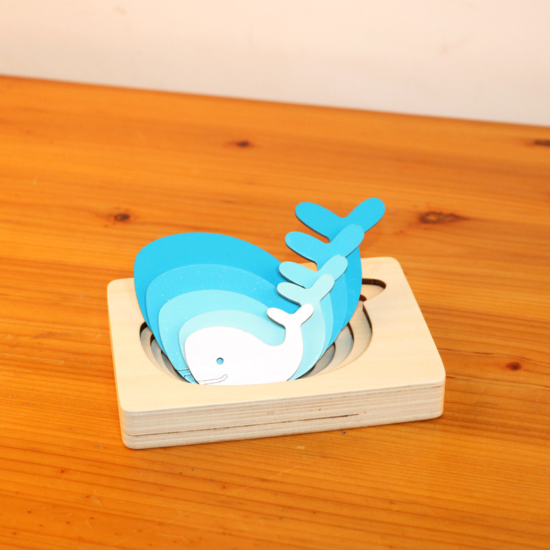 madera multicapa estereoscópico puzzle cognitivo para niños pequeños juguetes de bloques de construcción