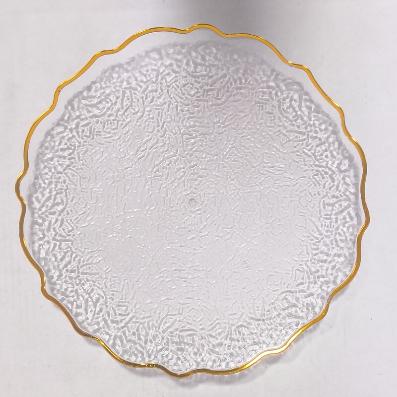 Nordic Light Luxury Charger Plates Wedding Party Western Restaurant Decorative Tray Transparent with Gold Rim Nordic Light Luxury Charger Plates Wedding Party Western Restaurant Decorative Tray Transparent with Gold Rim