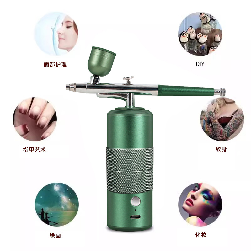 Pistola de pulverización de uñas de esmalte de uñas pegamento de alta presión spray pluma inyector de oxígeno hogar nano mini portátil aerosol pintura modelo tatuaje