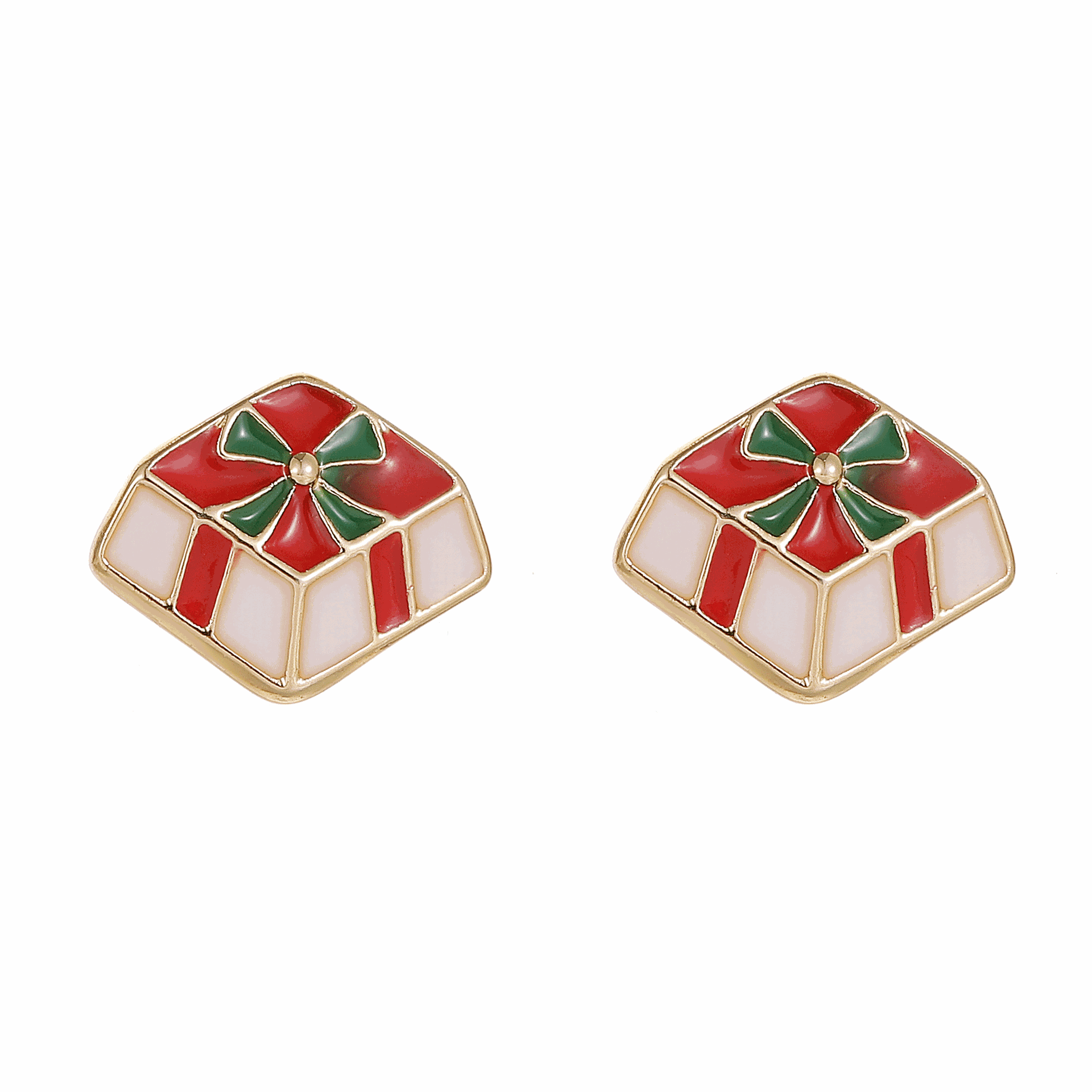 Geometric, Christmas Hat, Santa Claus Pattern 1 Pair Christmas Cute Geometric Christmas Hat Santa Claus Alloy Ear Studs