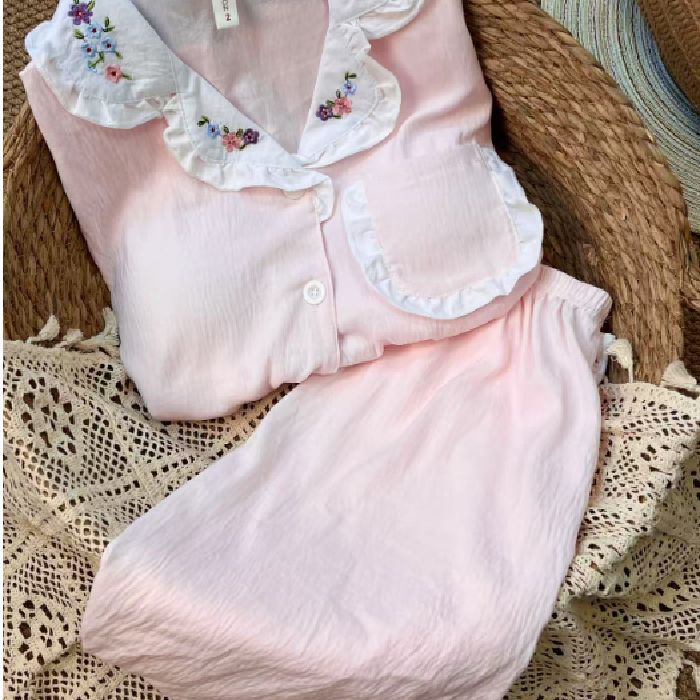 Chatter en vivo explosión con cojín de pecho primavera y otoño dulce nubes algodón de manga larga pijama de niñas estudiantes set de ropa de hogar