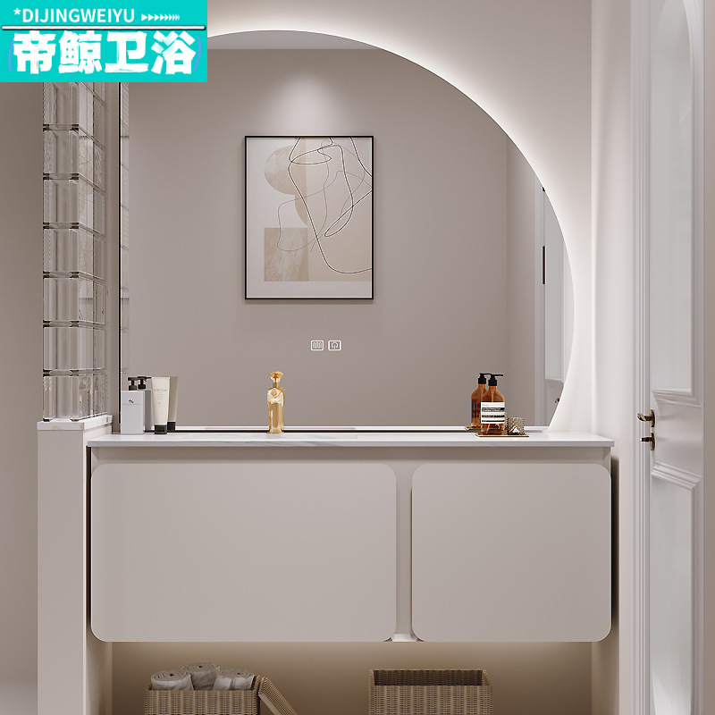 Modern minimalist rock plate seamless ceramic integrated basin bathroom cabinet designer style bathroom washstand washbasin Basin