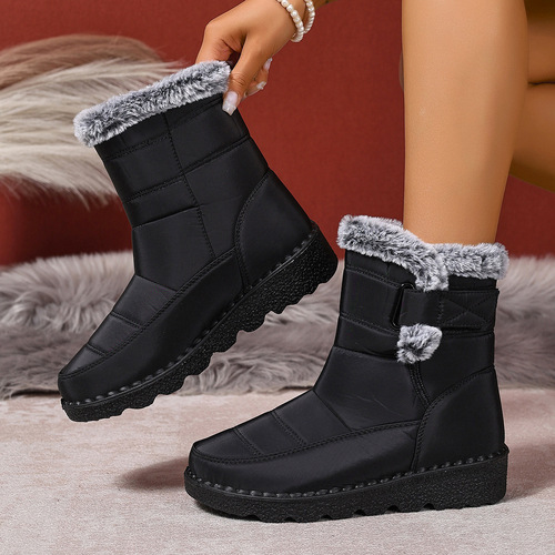Winter Plus Size Women's Shoes with Fleece Warmth Women's Snow Boots with Thick High-Collared Cotton Shoes Women's Casual Boots
