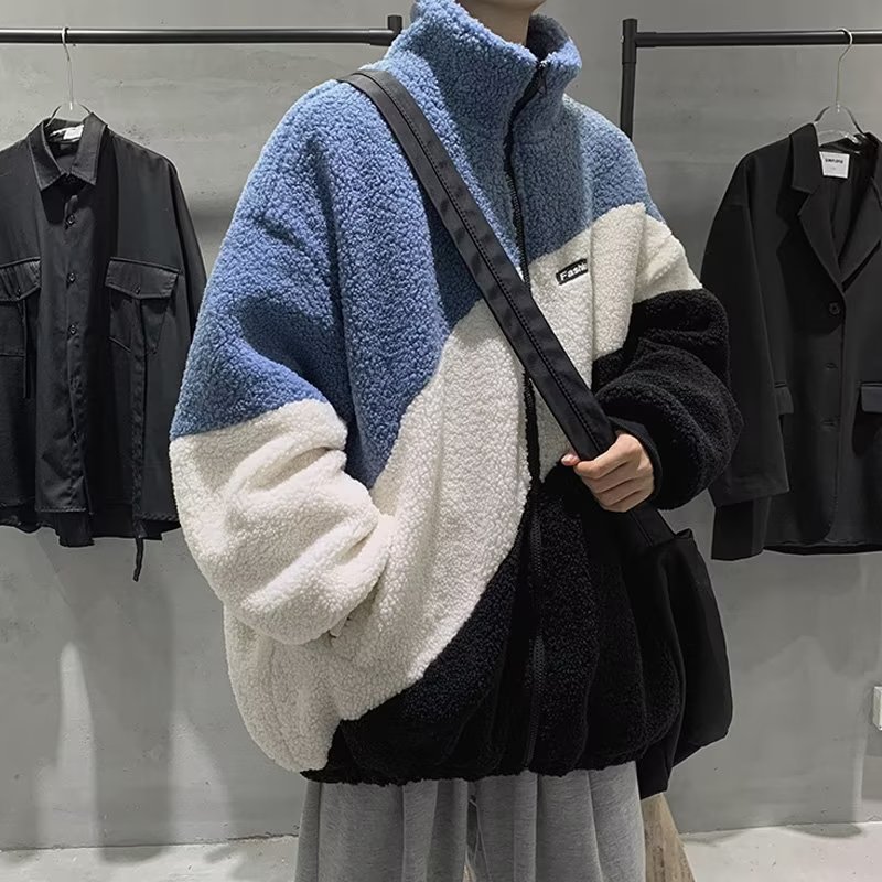 Abrigo de algodón acolchado de lana de cordero para hombre invierno 2023 nuevo abrigo de algodón acolchado de lana de cordero engrosado forrado de lana de cordero Chaqueta de algodón acolchada de invierno de moda