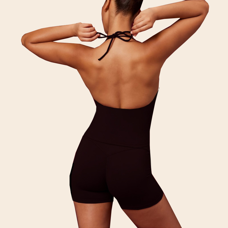 Europa y América trajes de yoga transfronterizos para mujeres cuello colgante con cojín de pecho chaleco deportivo de alta elasticidad de alta velocidad de elevación de cadera seco pantalones de gimnasio