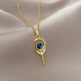 爆款最新抖音钛钢星空月亮魔法棒项链男女饰品时尚个性网红欧美