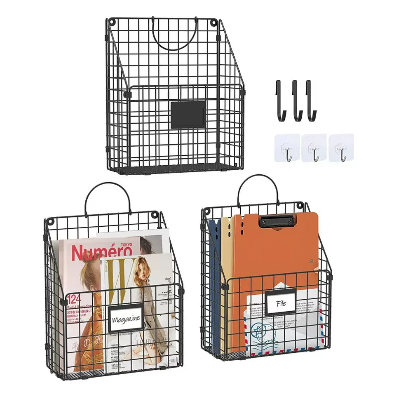 批发创意简约铁艺网格书报架 家居墙面装饰墙上报刊杂志收纳书架