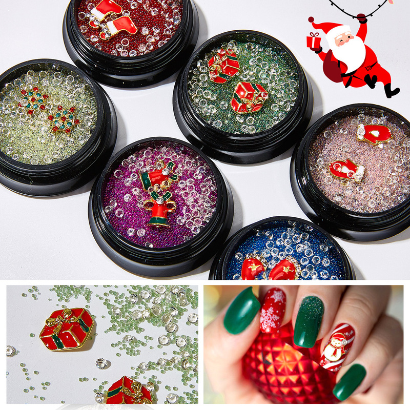 Amazon Christmas Theme Nail Art Bubble Beads Color Mixed Glue Drops Handmade DIY Wear Armor Jewelry Wholesale