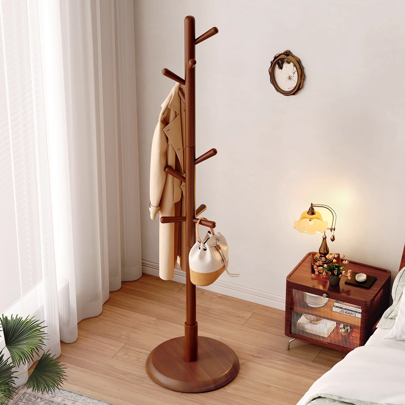 Solid Wood Vertical Hanger Floor Bedroom Coat Rack Household Indoor Single-pole Trunk Hanger Simple Bag Hanger