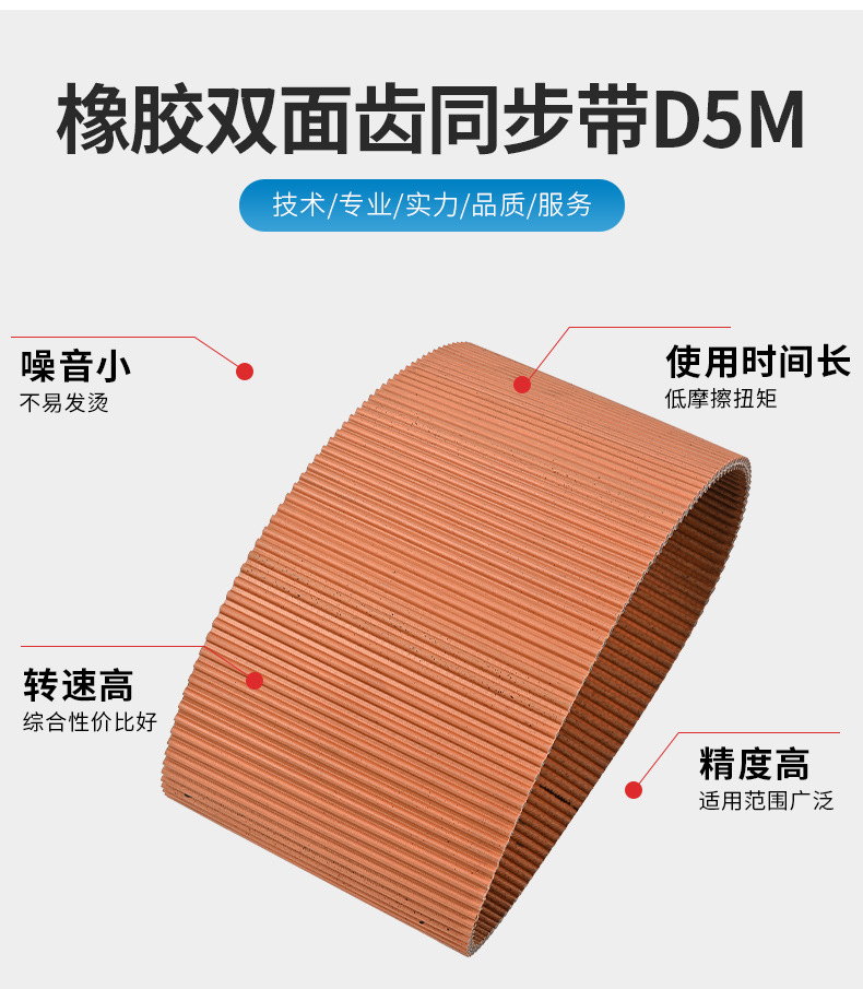 Rubber Double-Sided Toothed Synchronous Belt D5M Wholesale Industrial Belt Automotive Mechanical Transmission Belt Conveyor Belt High Wear Resistance