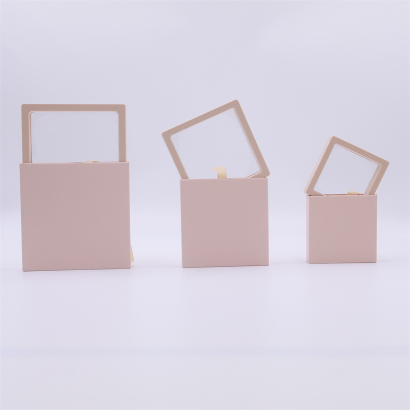 Caja de cajón de papel exterior multicolor extraída Caja de suspensión de almacenamiento Anillo de embalaje de red Caja de joyería de cristal antioxidante