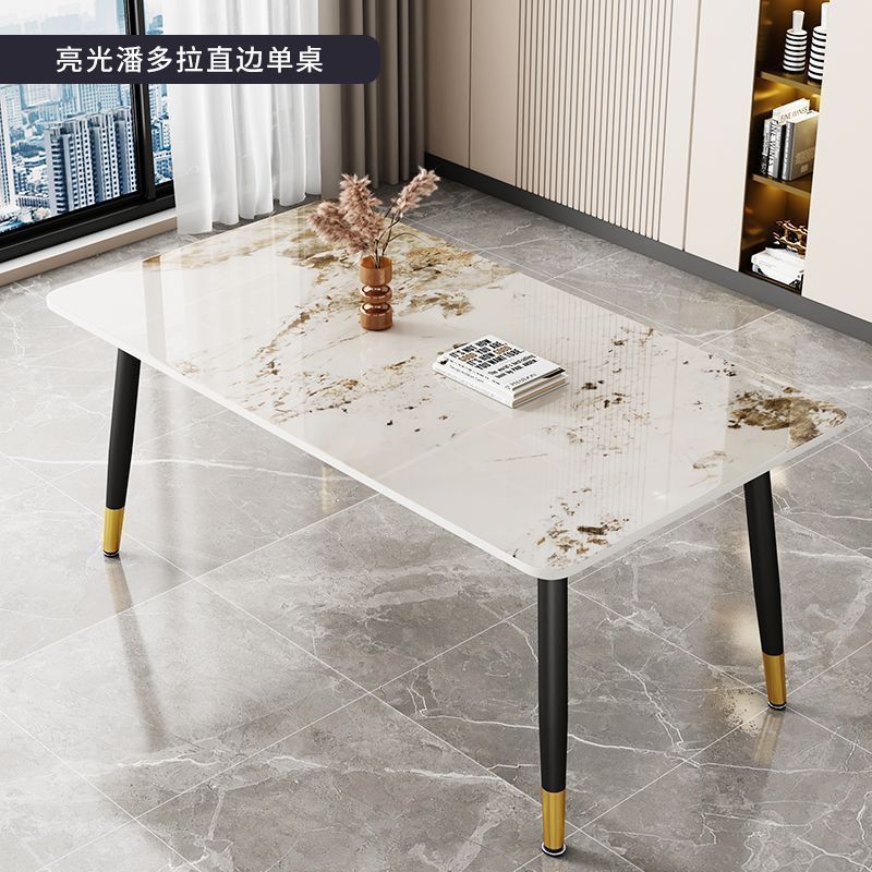 北欧モダンライト高級スレートダイニングテーブルと椅子の組み合わせシンプルな賃貸住宅家庭用ダイニングテーブル小さなアパートロングテーブル|undefined