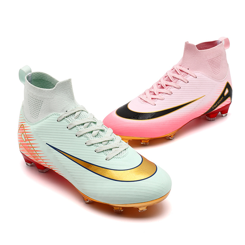 2025 nuevas zapatillas de fútbol transfronterizas de clavos largos, botas de fútbol juveniles para hombres y mujeres, venta directa de fábrica