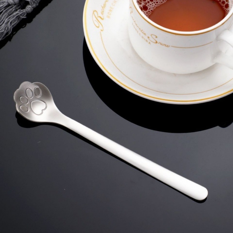 创意304不锈钢卡通猫爪勺子冰淇淋勺可爱咖啡甜品搅拌勺logo