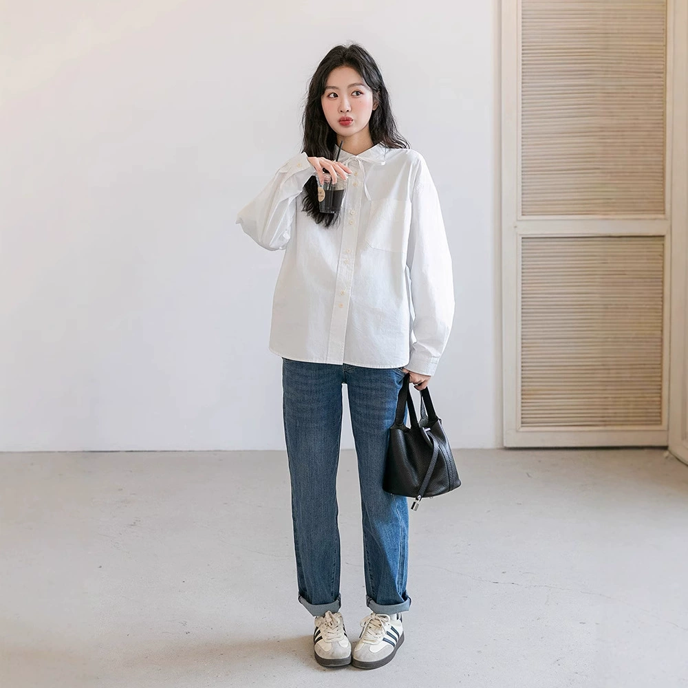 Одежда для беременных ранней весной новая мода корейская версия Li Gan Commutced Wild рубашка свободная повседневная рубашка с длинными рукавами на беременности